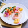 saumon au beurre blanc et son jardin de legumes saumon au beurre blanc et son jardin de legumes