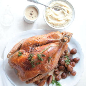 dinde aux marrons, purée de céleri 