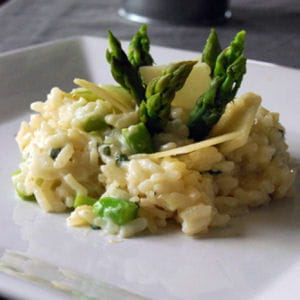 risotto aux asperges et chèvre frais