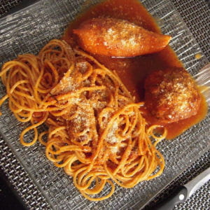 calamars farcis et ses spaghettis
