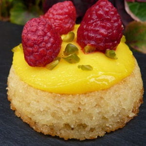 fondant amande-amaretto, crème au citron