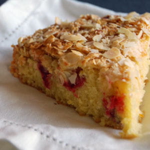 gâteau crousti-fondant orange, amande, canneberge