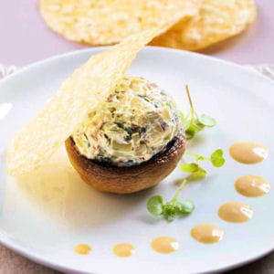 champignons farcis blette et fromage à la crème elle & vire 