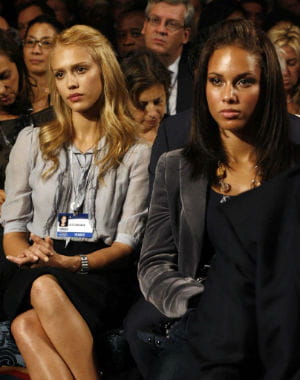les stars sont fans de barak obama : ici alicia keys et jessica alaba