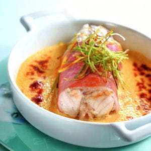 lotte au jambon cru, sabayon au riesling 