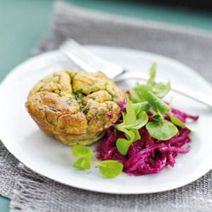 flans de mâche et ricotta, rémoulade mâche betterave