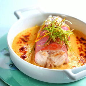 lotte au jambon cru, sabayon au riesling