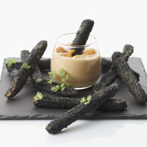 fricassée d'écrevisses, crème de fenouil et quenelles panées au pavot