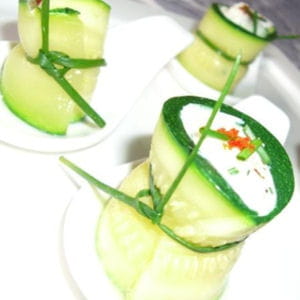 bouchée de courgette à la mousse de crabe
