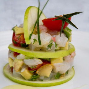 tartare de langoustines pomme et avocat de pavillon france