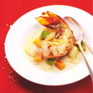 nage de langouste au chablis, légumes anciens de picard