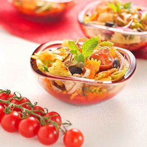 salade de farfalle tricolore barilla au poulpe, sauce aux poivrons