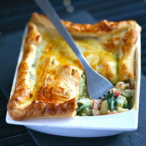tourte aux épinards, au lard et aux pommes de terre
