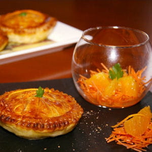 tourte de veau aux carottes et à l'orange
