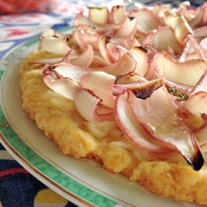 tarte aux oignons marinés