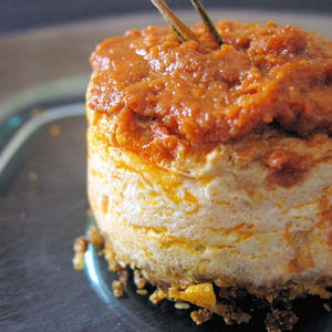 mini cheesecake au chèvre et aux tomates confites