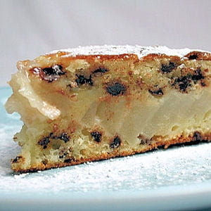 gâteau moelleux aux pépites de chocolat et aux poires