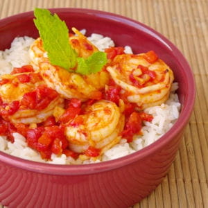 wok de crevettes pimentées au poivron 