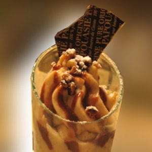 mousse marrons, crème vanille, rhum