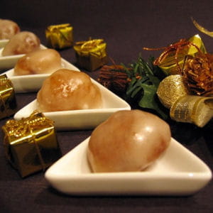 marrons glacés au jus de pommes vanillé