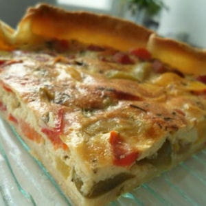 tarte aux poivrons, chèvre et jambon 