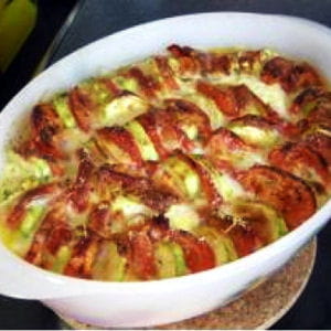 clafoutis tomates, courgettes et mozzarella
