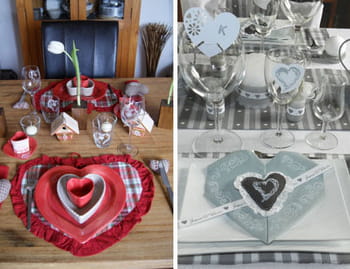 Deux d&eacute;corations de table romantiques pour la Saint-Valentin