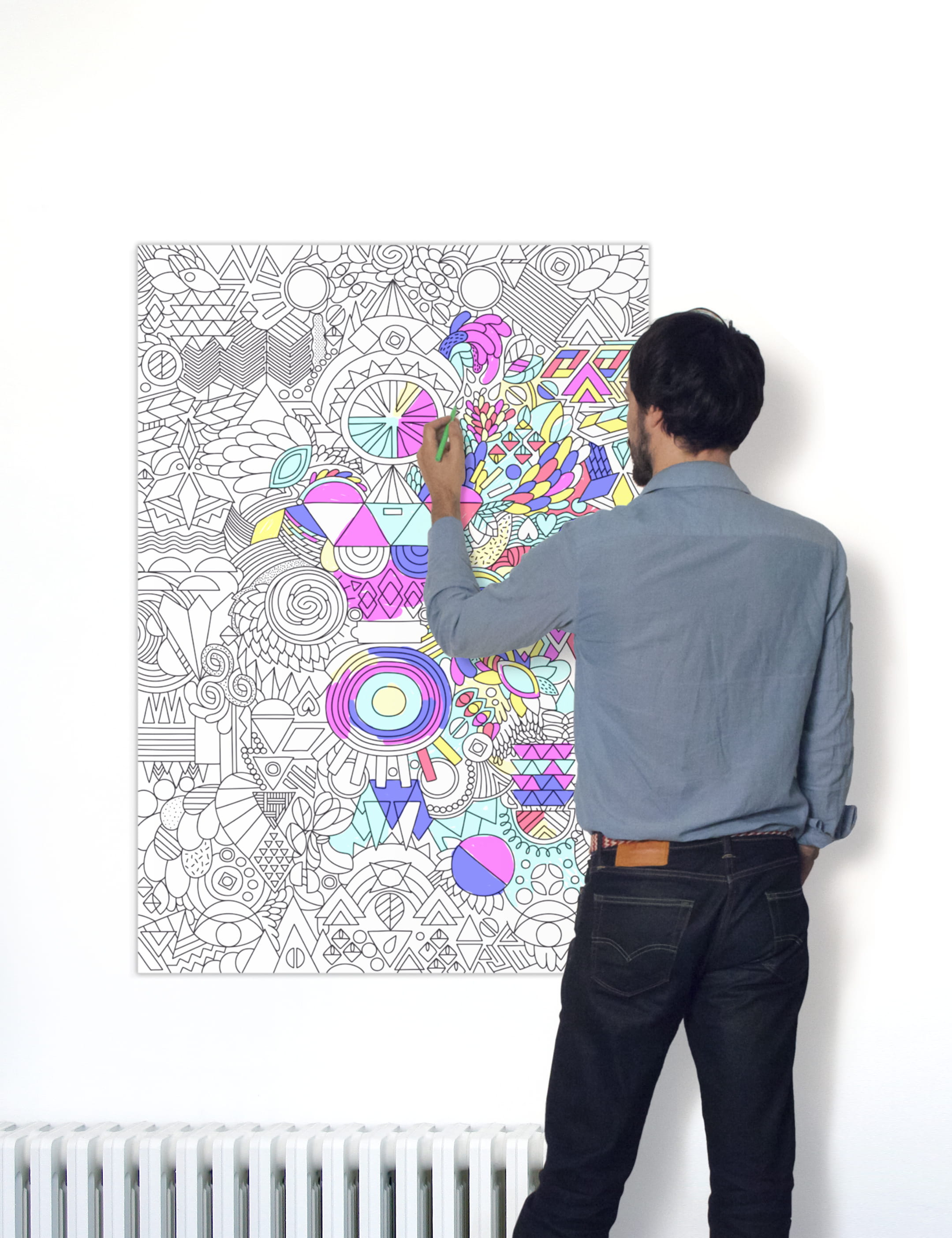 Art et culture 2 Posters et sérigraphies l affiche Frawsy Poster colorier Happy patchwork d OMY