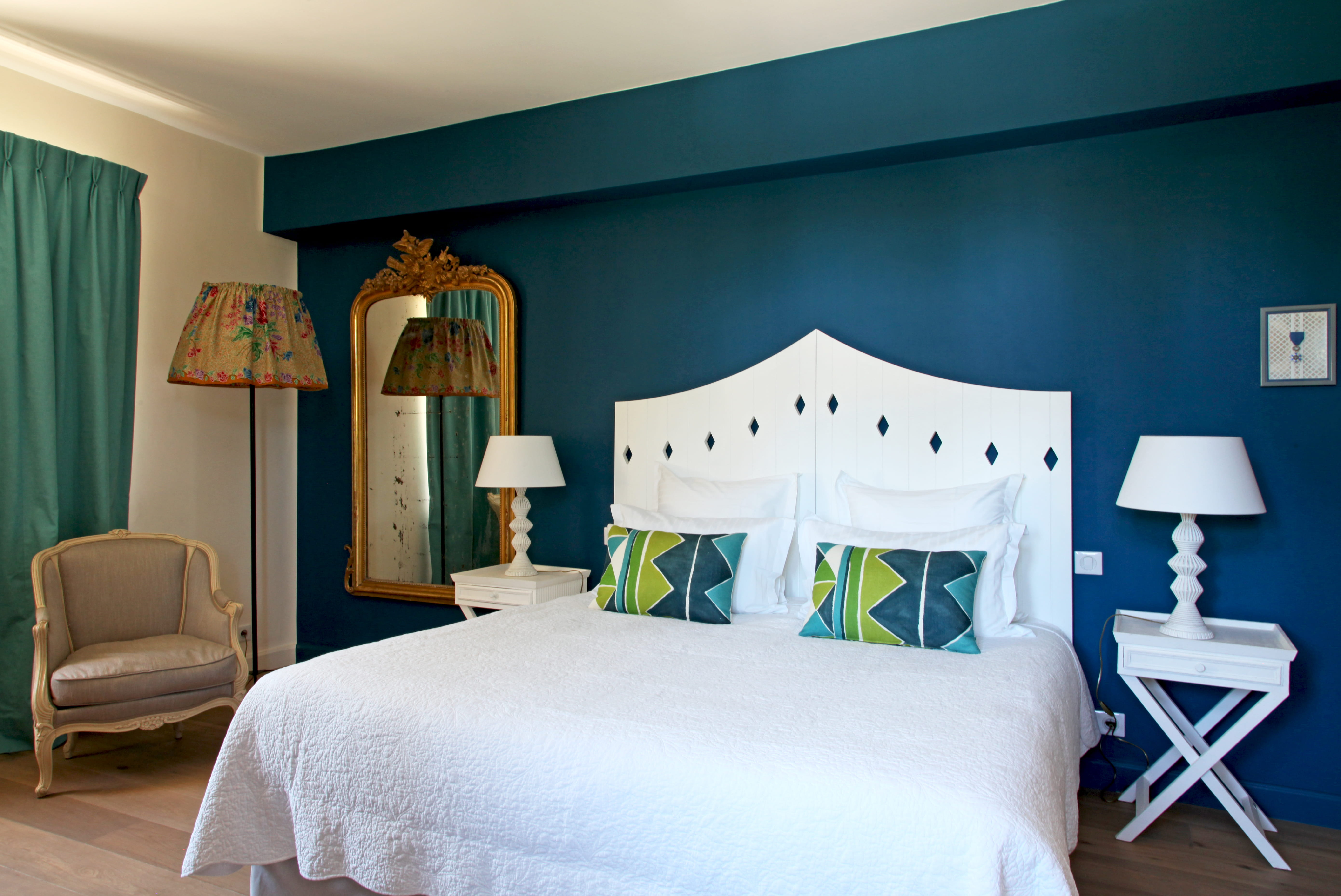 Des coussins turquoise et vert