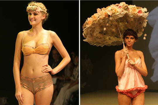 Parure orange et taupe d'Anne-Krystel et nuisette et shorty de Minuit Douze