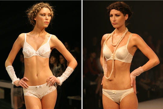 Ensemble soutien-gorge shorty de Barbara et parure blanche de Fidelia