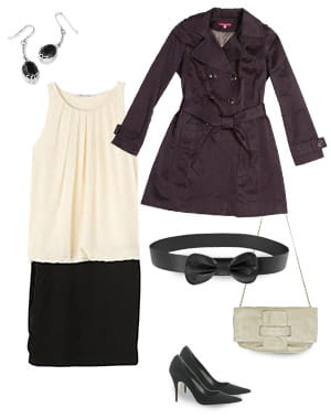 robe les petites (185 euros), trench scottage (99 euros), boucles d'oreilles